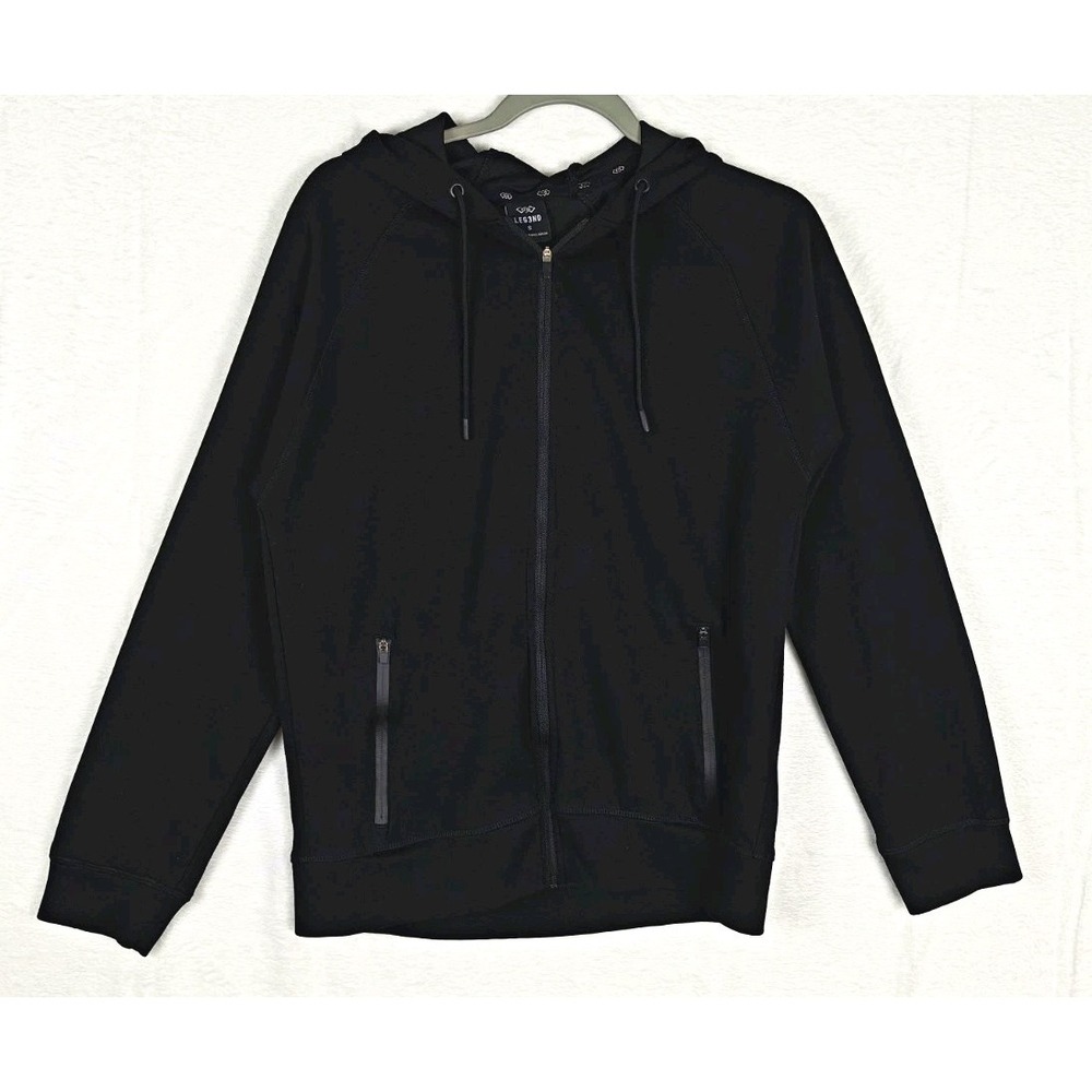 LEG3ND Men's Full Zip Hoodie Black Size S Athletic Performance Stretch
